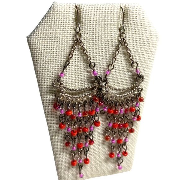 Boho Beaded Drop Earrings - Picture 1 of 5